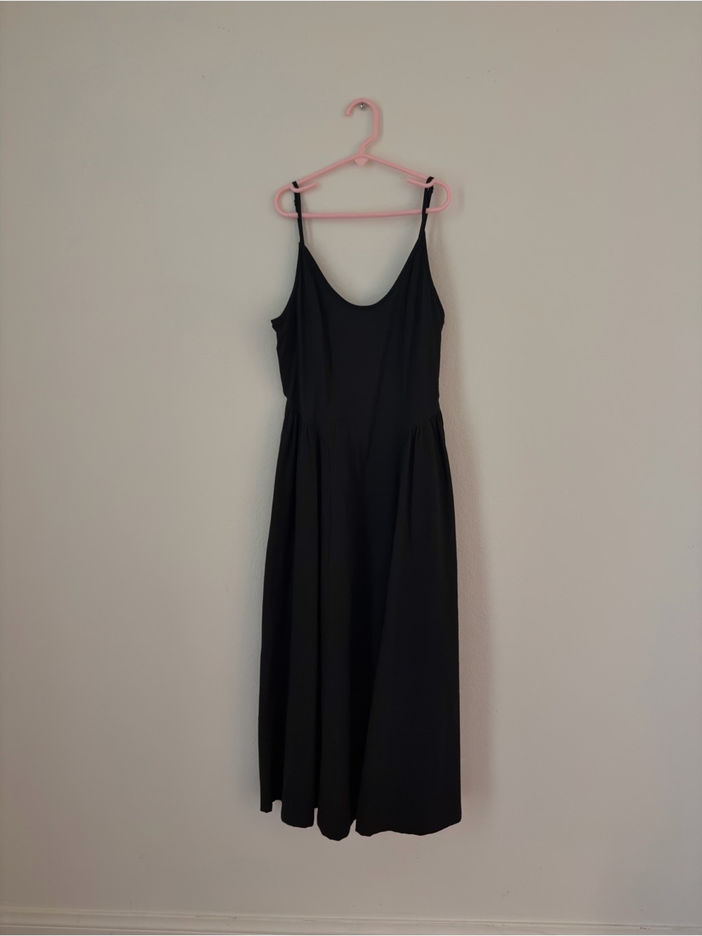Classic Black Slip Dress - Women's Sleeveless Midi